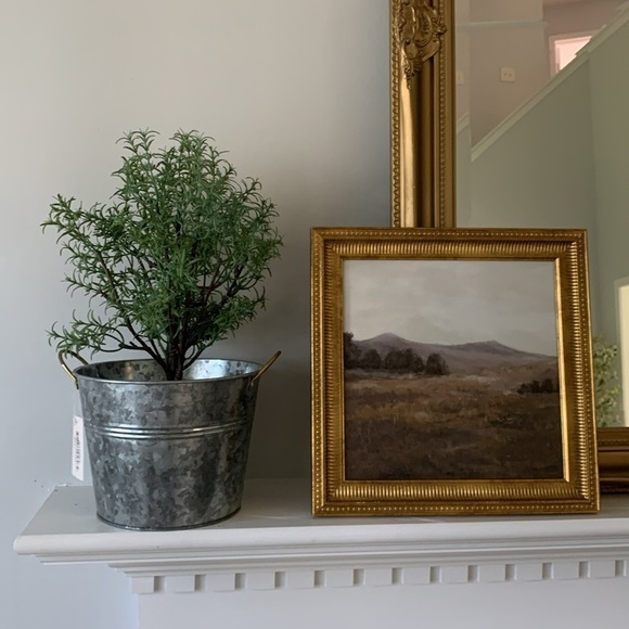 Set of 5 Rustic Decor Vintage Galvanized Metal Bucket planters gold hardware - Picture 2 of 11